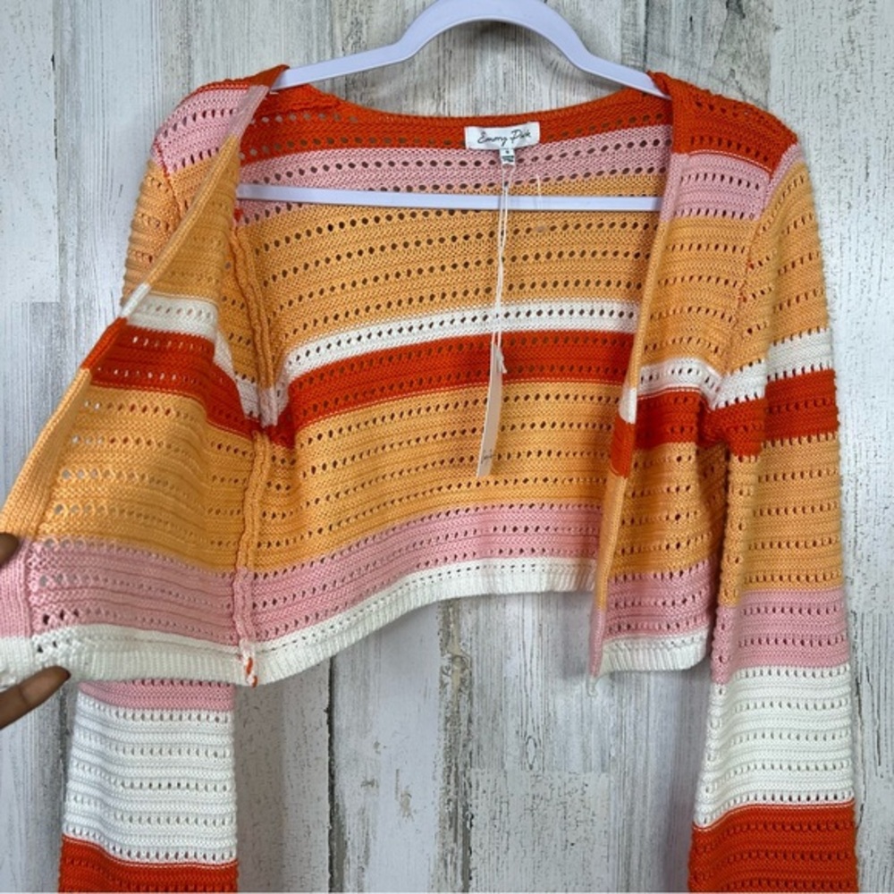 Colorblock Crop‎ Top Knit Sweater Long Sleeve Striped Cardigan by Emory Park - Picture 4 of 10
